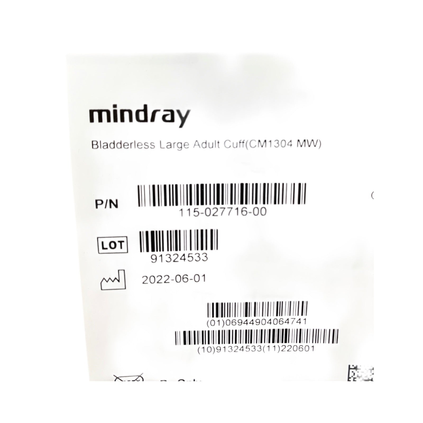 SHENZHEN MINDRAY REF 115-027716-00, Bladderless Large Adult Cuff