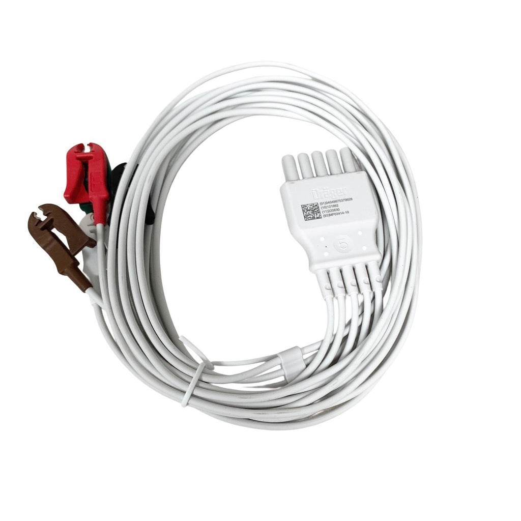 Drager REF MP03414, ECG 5-Lead dual-pin AHA, 1.5m