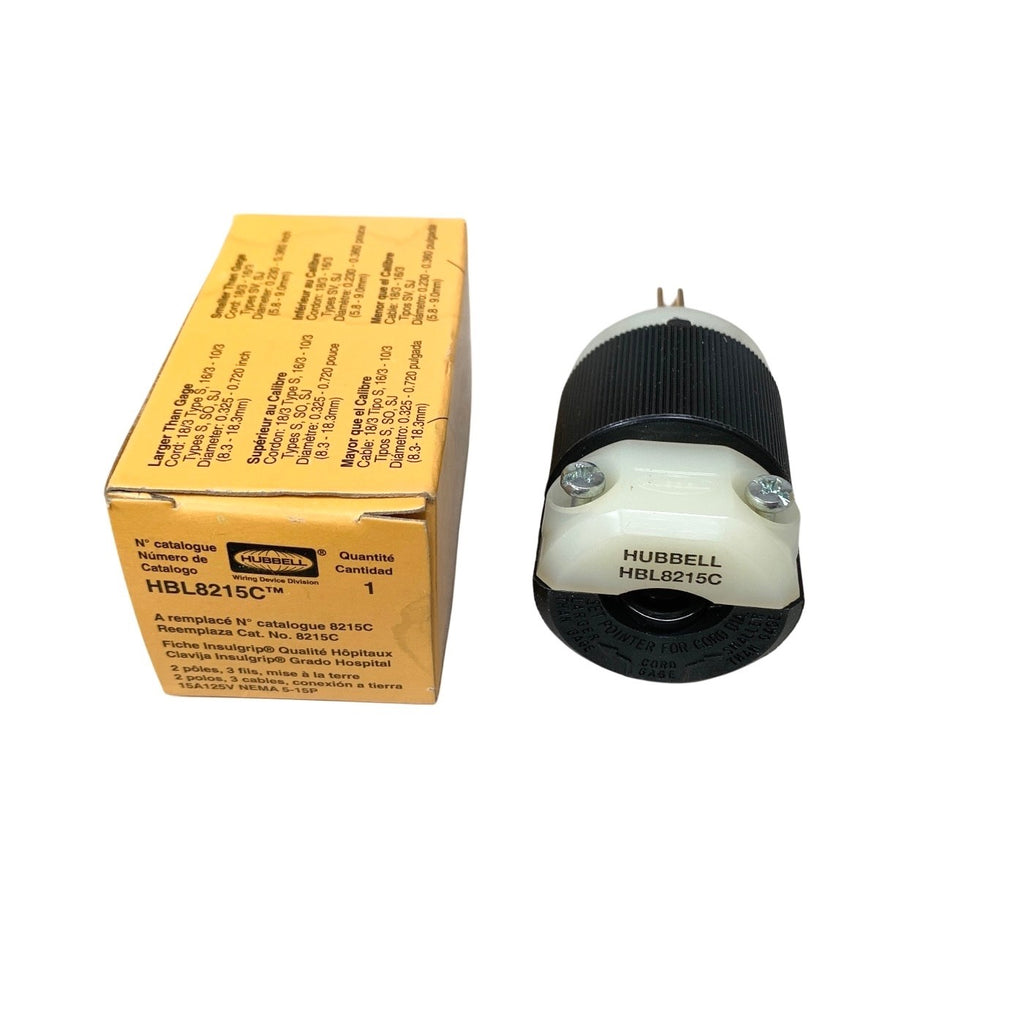 Hubbell Ref HBL8215C Hospital Grade Plug 15A 125V NEMA 5-15P Insulgrip - New/NOS