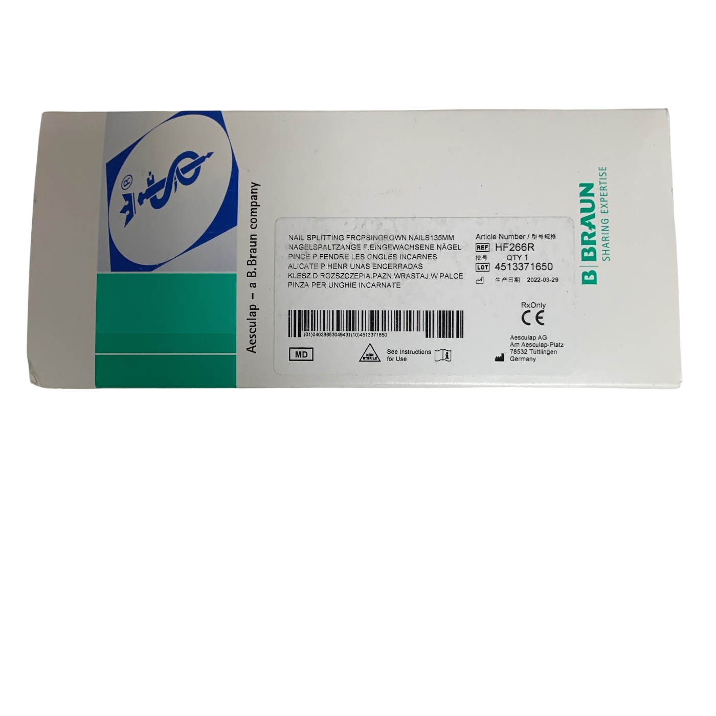 AESCULAP HF266R NAIL SPITTING FORCEPS FOR INGROWN TOE NAILS.
