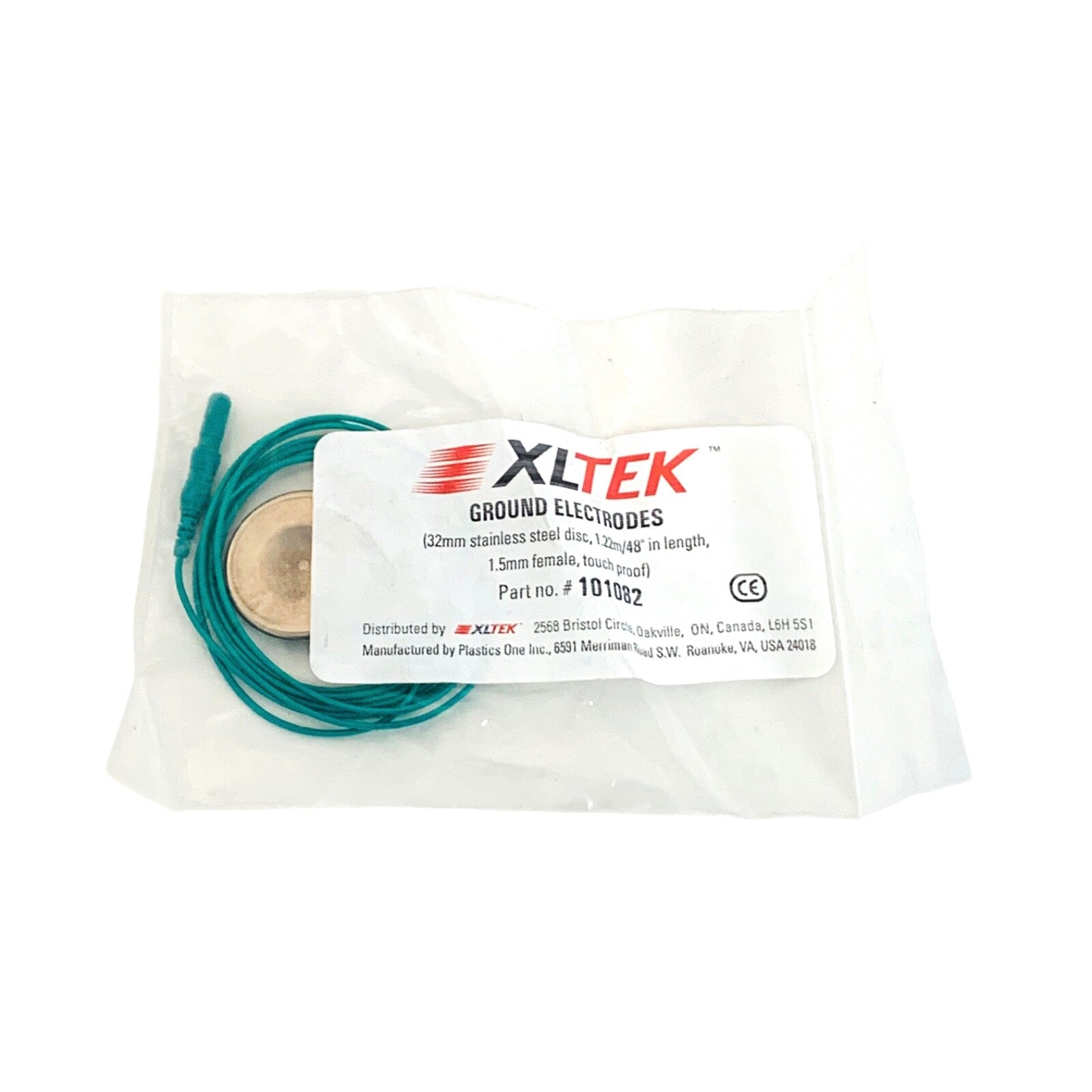XLTEK REF 101082, Reusable Ground Electrode, Stainless Steel