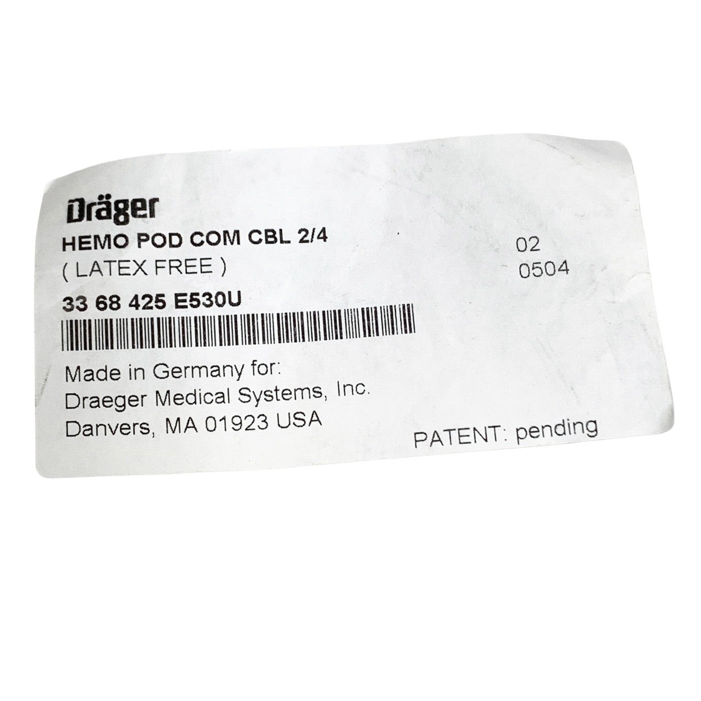 Drager REF 3368425 E530U, HEMO POD COM CBL 2/4