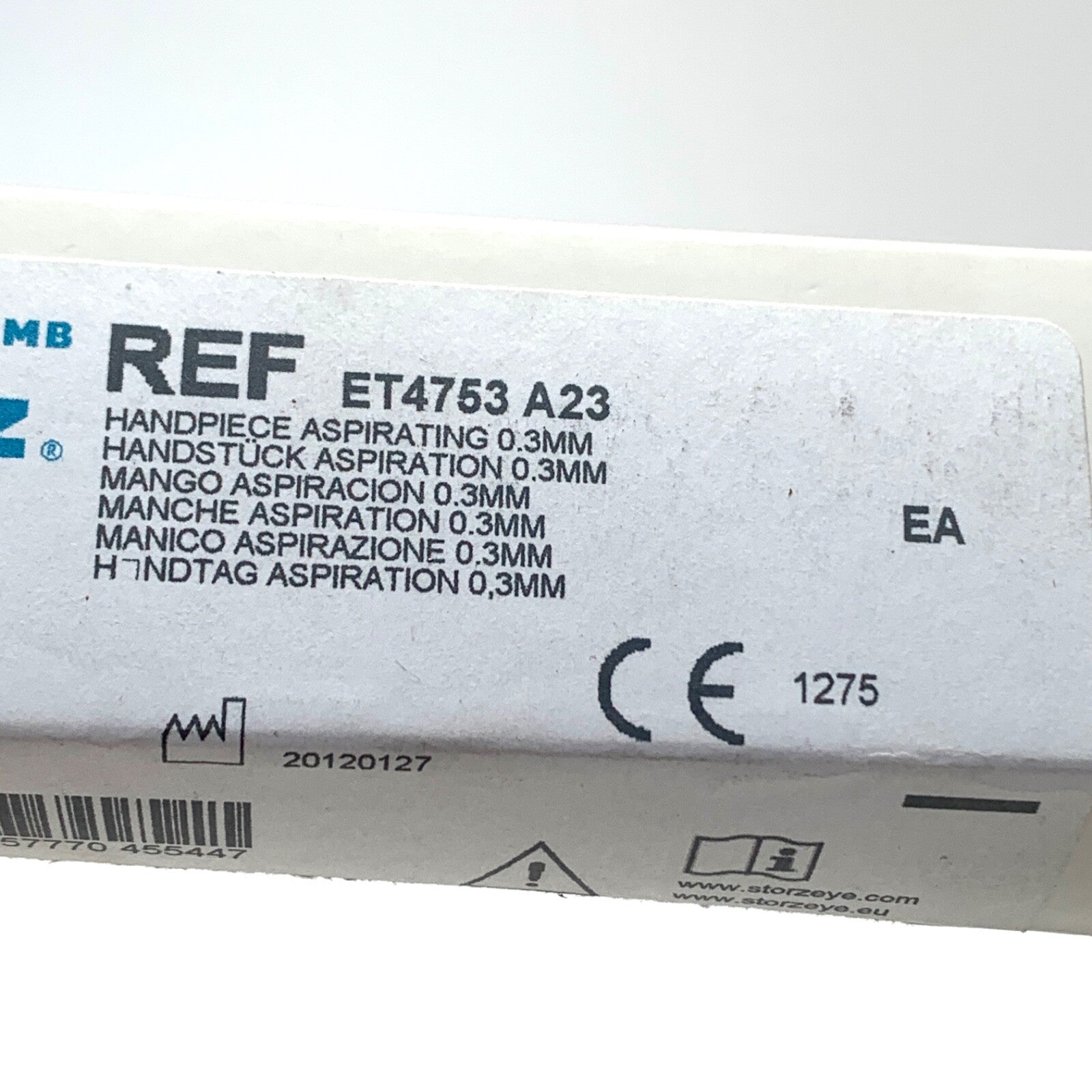 Storz REF ET4753, A23 Aspirating Handpiece, 0.3mm
