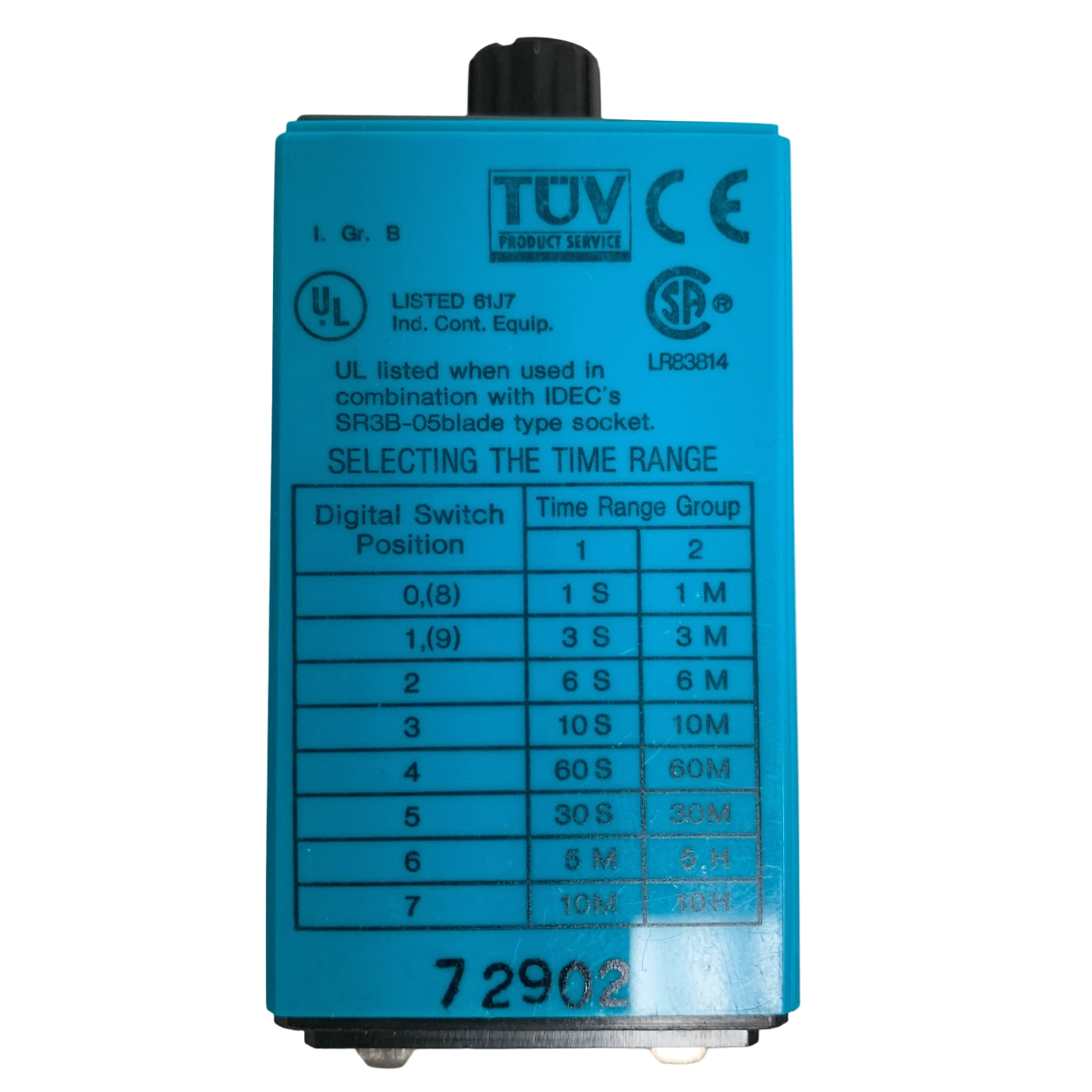 Idec RTE-B11 Analog Timer Relay, 120VAC Contact Rating 120/240VAC 10A 0-10 Sec