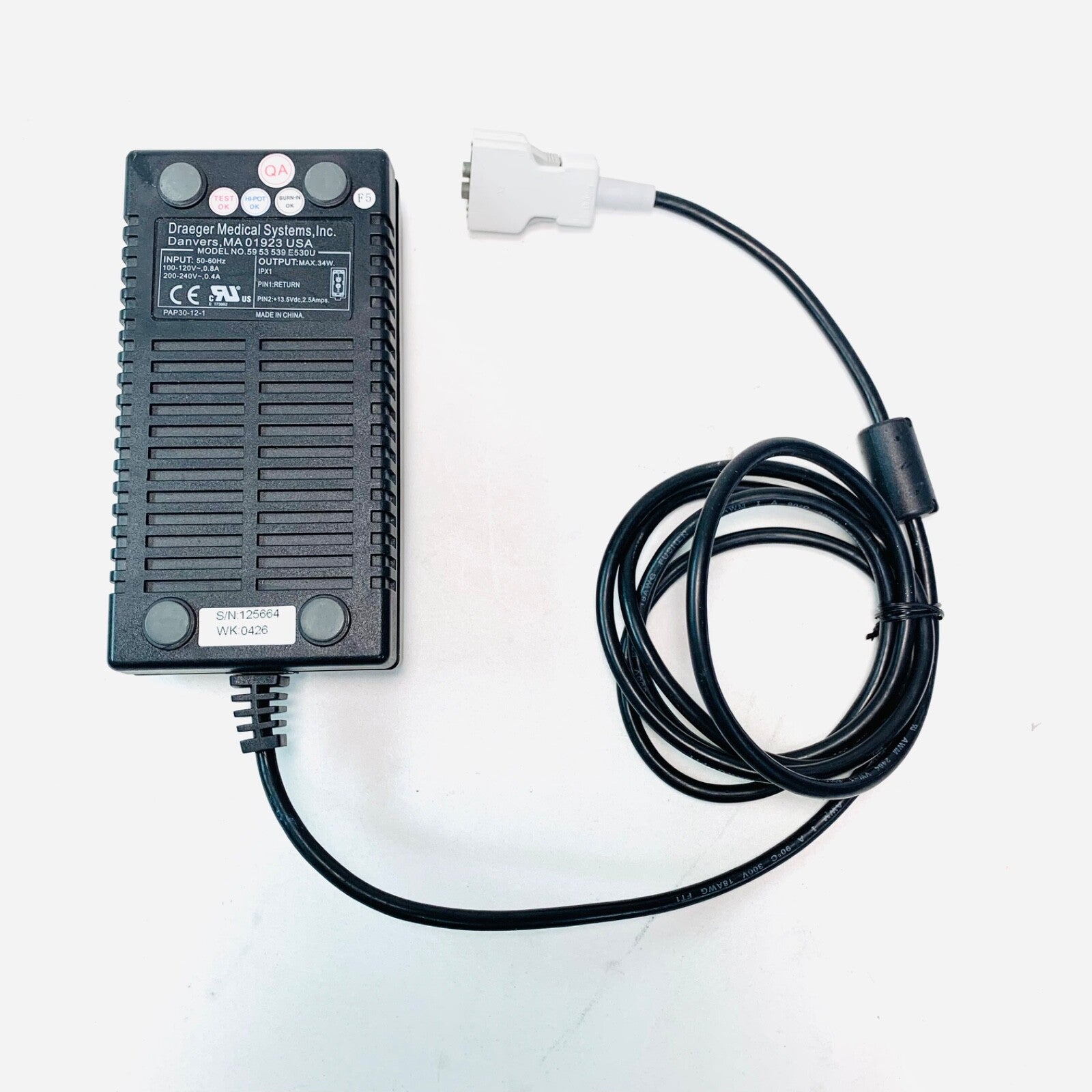 Drager REF 5953539/MS18508, AC POWER ADAPTER
