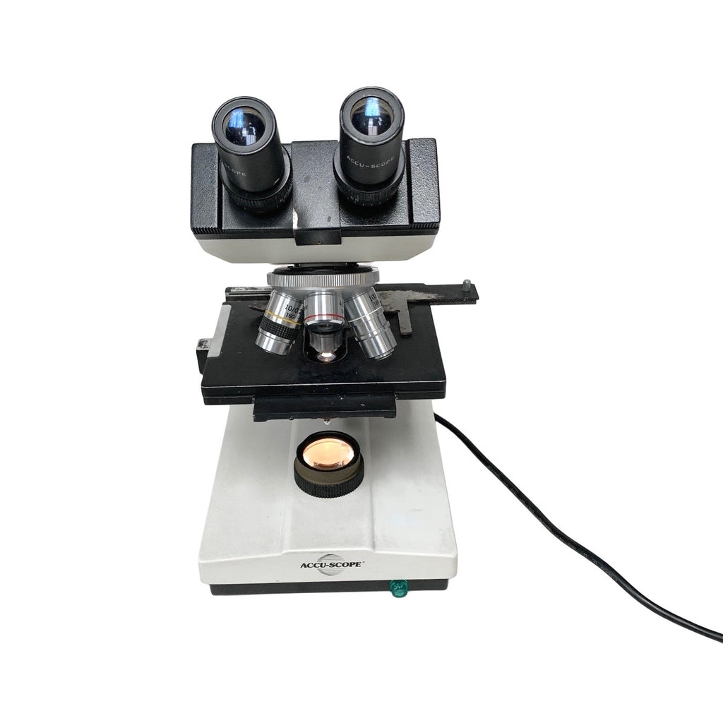 ACCU-SCOPE REF 1812WSWH, BINOCULAR MICROSCOPE,  w/ 4x, 10x, 40x, 100x OBJECTIVE
