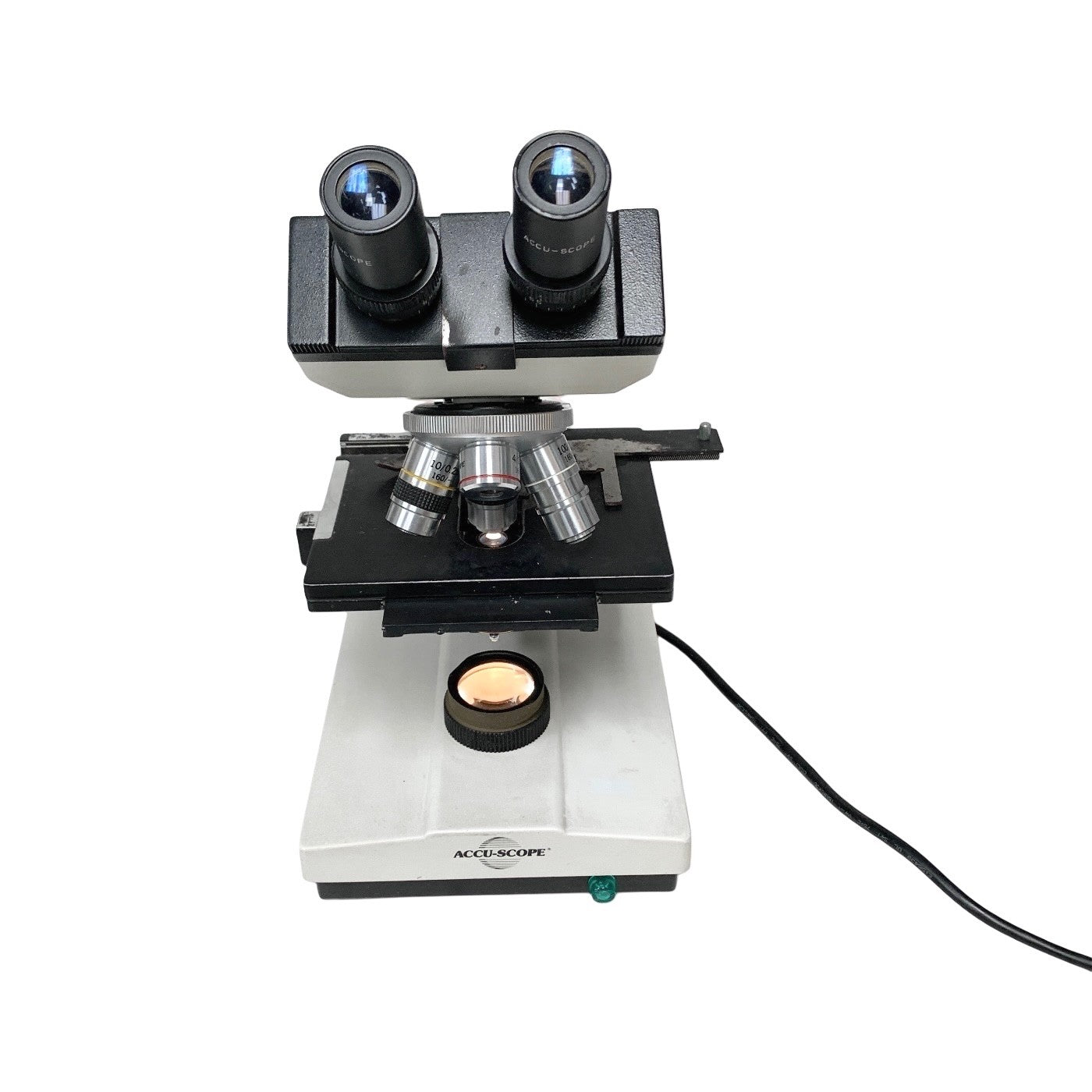 ACCU-SCOPE REF 1812WSWH, BINOCULAR MICROSCOPE,  w/ 4x, 10x, 40x, 100x OBJECTIVE