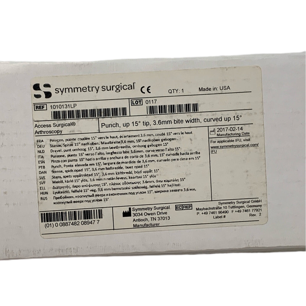 Symmetry Medical REF 1010131LP, Punch, up 15° tip, 3.6mm bite width, curved up