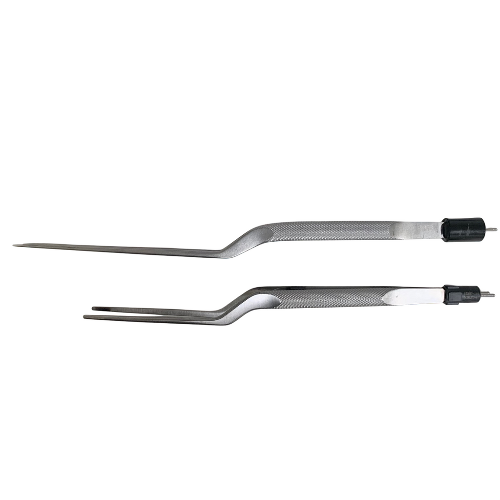 V. Mueller Rhoton Bayonet Bipolar Forceps set of 2 pieces. 8inch and 10inch