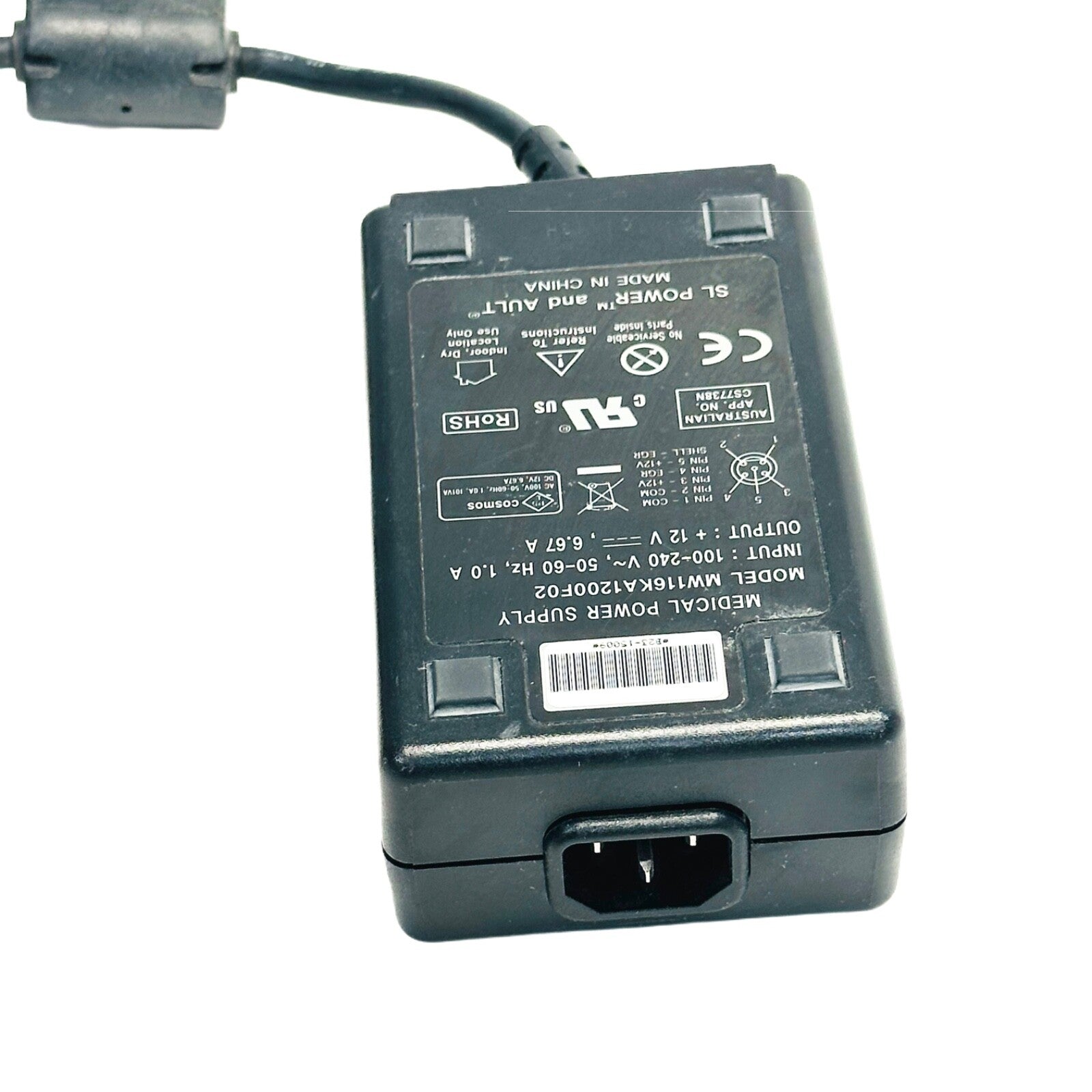 NDS 30B0023 / MW116KA1200F02 POWER SUPPLY, 100 TO 240 VAC, 12 VDC, 80 W, 5 PIN