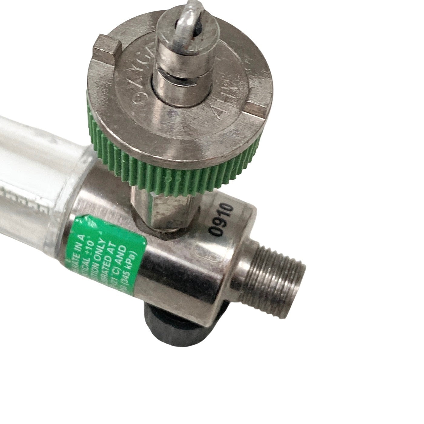 Ohio Medical Oxygen Flowmeter 0-15 LPM Thorpe Tube Side Inlet Diamond Adapter