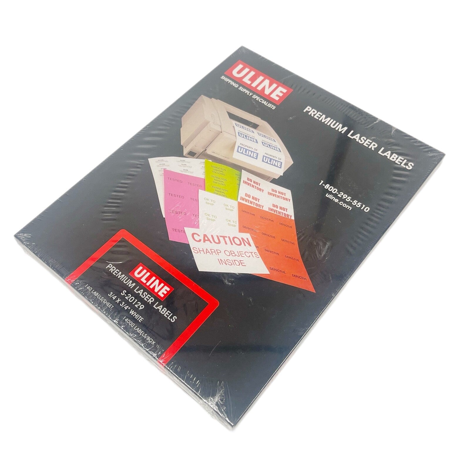 Uline REF S-20129 Laser Labels - White, 3⁄4 X 3⁄4" 140/Sheet, 14000/Box