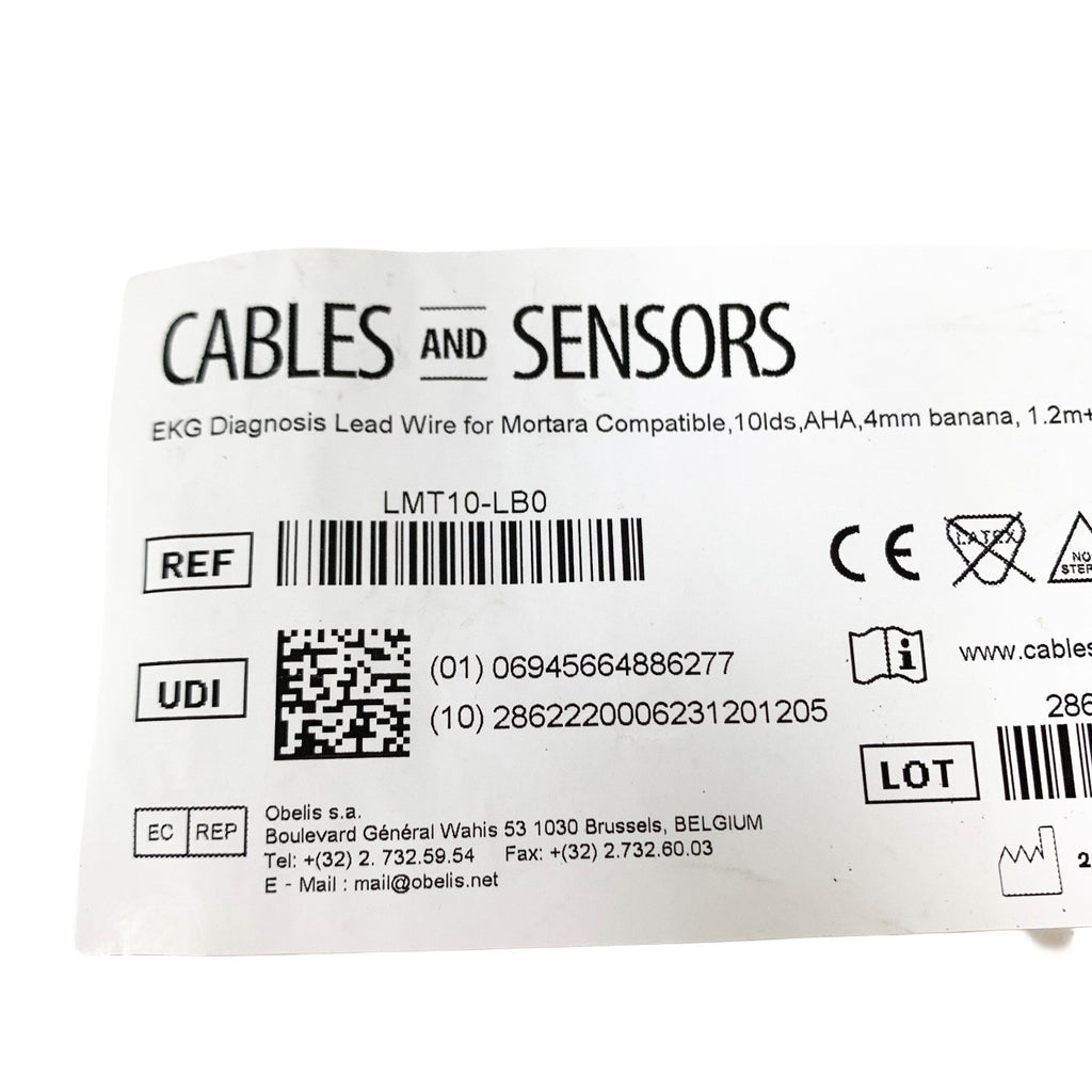 Cables & Sensors LMT10-LB0 10 Lead EKG Leadwire Mortara Compatible AHA 4mm Banan