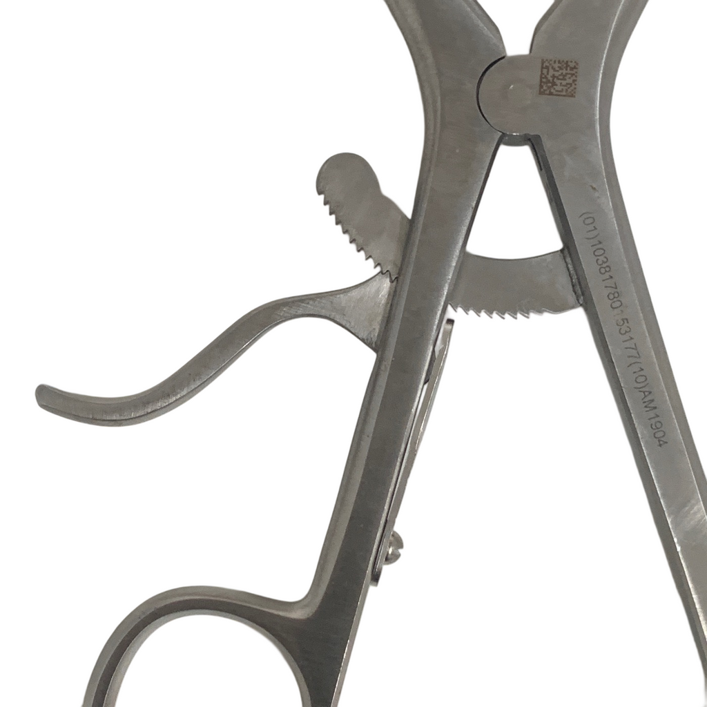 Jarit 205-210 Beckman Thyroid Retractor 12-3/8" Hinged 4x4 Sharp Prongs
