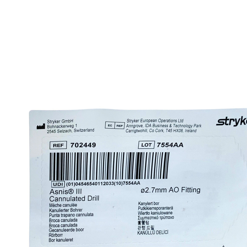 STRYKER REF 702449, ASNIS III, CANNULATED DRILL