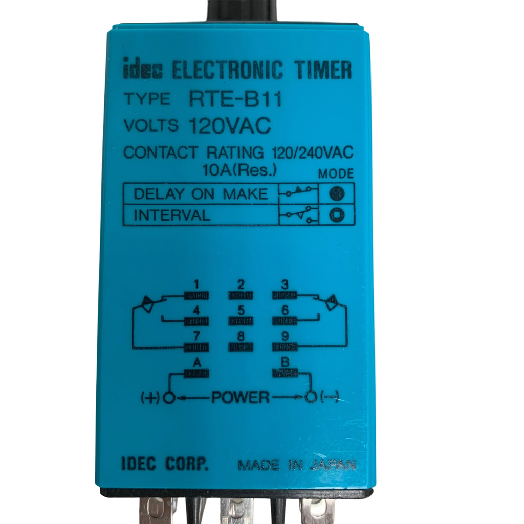 Idec RTE-B11 Analog Timer Relay, 120VAC Contact Rating 120/240VAC 10A 0-10 Sec