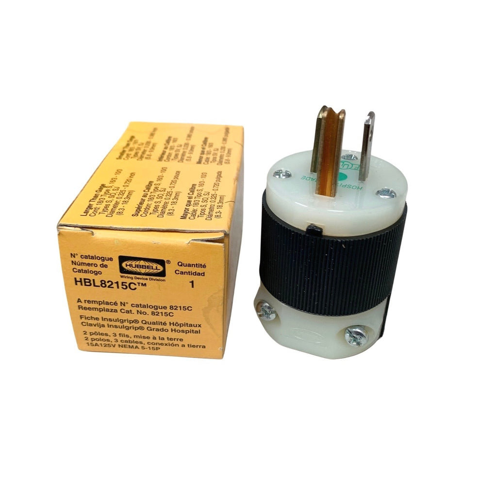Hubbell Ref HBL8215C Hospital Grade Plug 15A 125V NEMA 5-15P Insulgrip - New/NOS