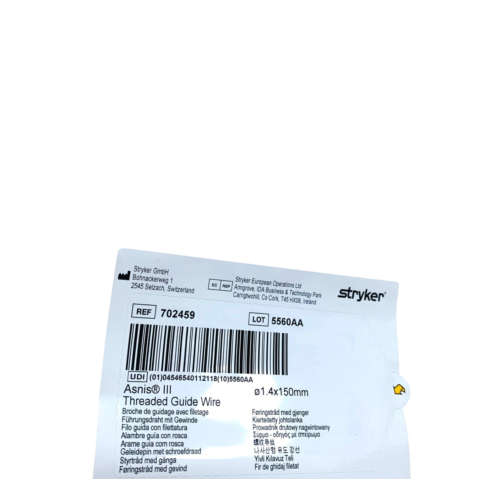 Stryker REF 702459, ASNIS III, Threaded Guidewire
