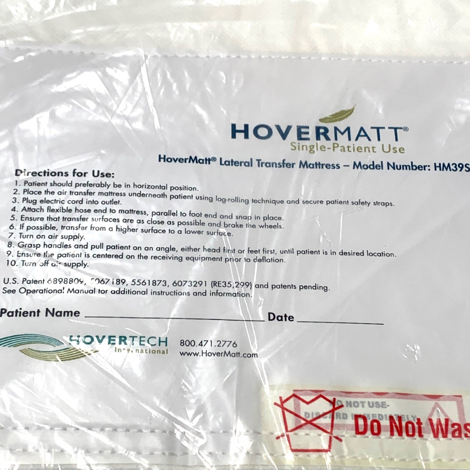 Hovermatt REF HM39SPU, Lateral Transfer Mattress