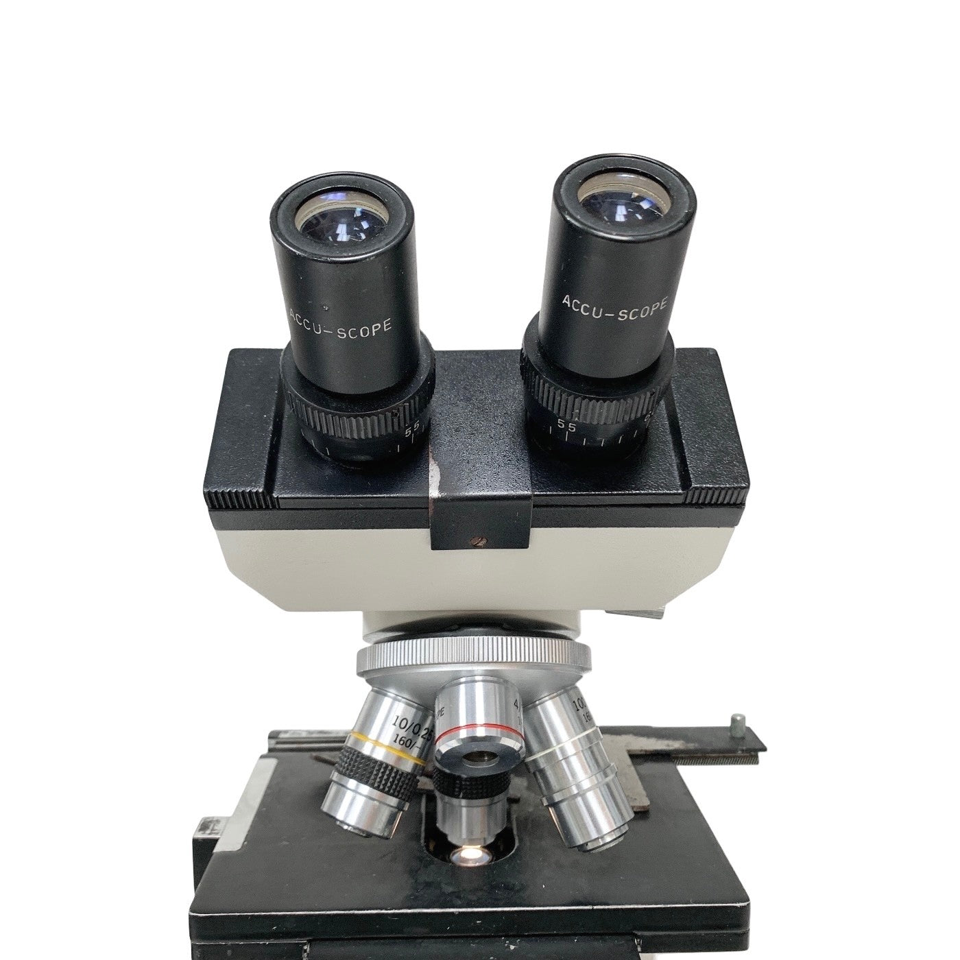 ACCU-SCOPE REF 1812WSWH, BINOCULAR MICROSCOPE,  w/ 4x, 10x, 40x, 100x OBJECTIVE