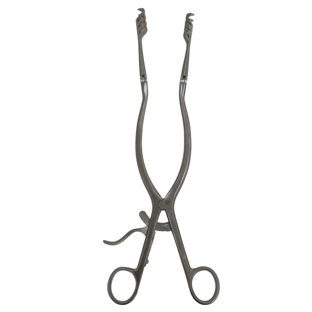 Jarit 205-210 Beckman Thyroid Retractor 12-3/8" Hinged 4x4 Sharp Prongs