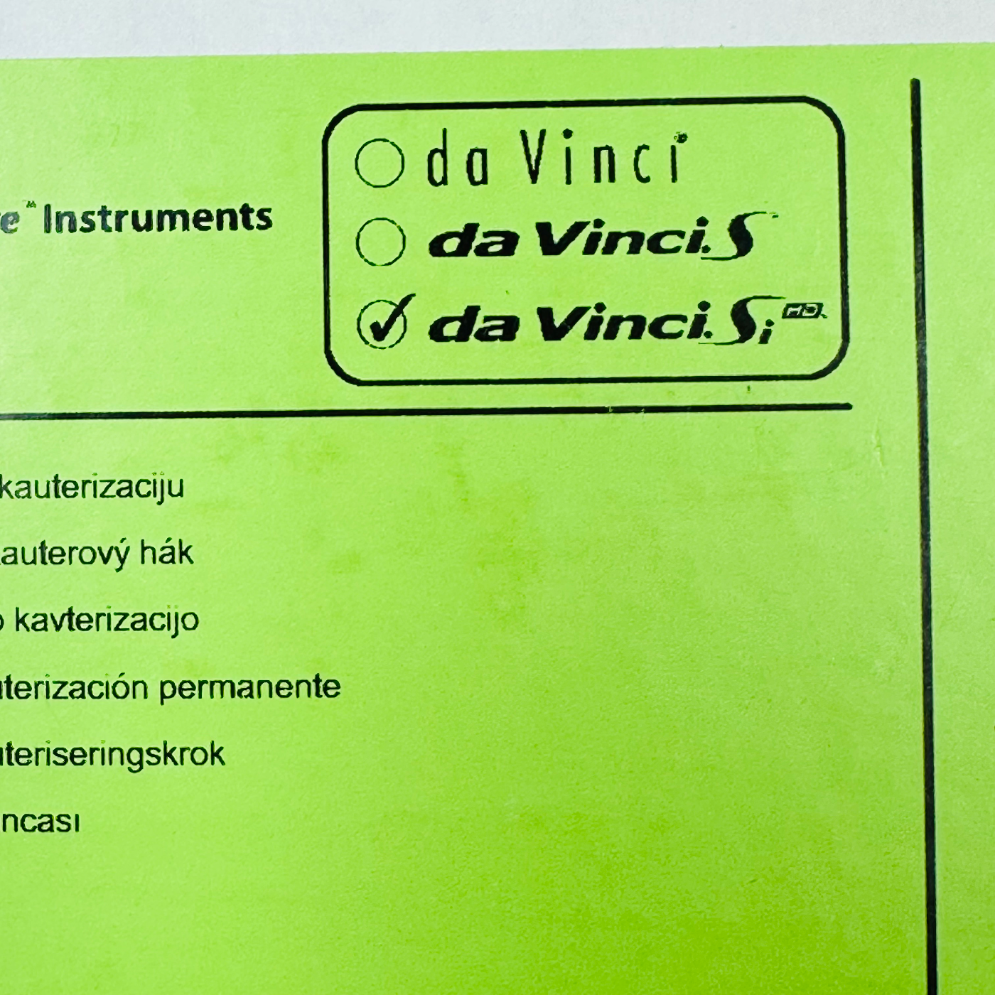 DA VINCI REF 428090, PERMANENT CAUTERY HOOK, IN BOX