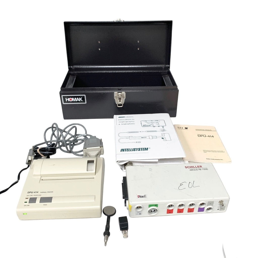 SCHILLER ARGUS PB-1000 MASIMOSET w/ Seiko DPU-414 THERMAL PRINTER & CASE