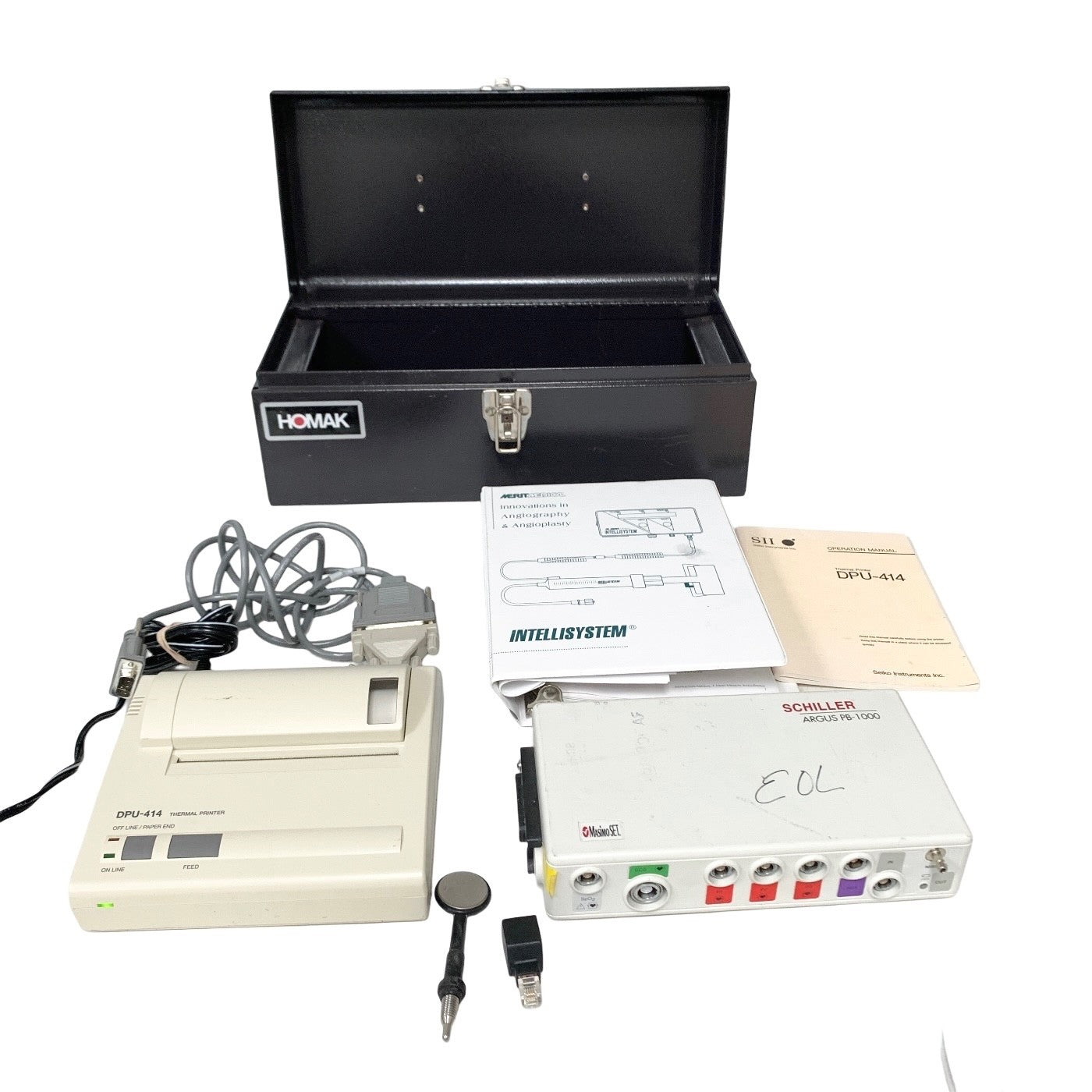 SCHILLER ARGUS PB-1000 MASIMOSET w/ Seiko DPU-414 THERMAL PRINTER & CASE