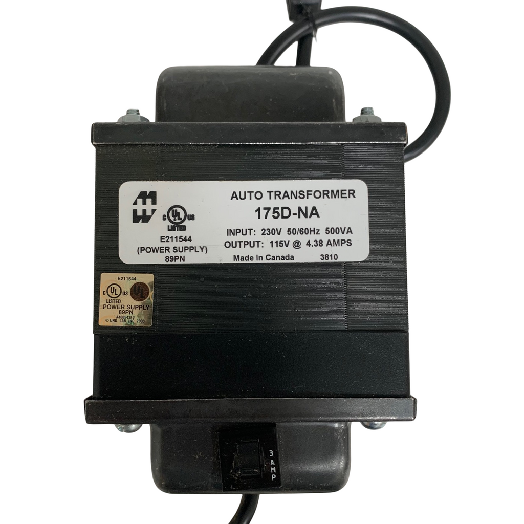 Autotransformer, plug-in, 230VAC, 50/60 Hz to 115VAC, 500VA, 175 Series