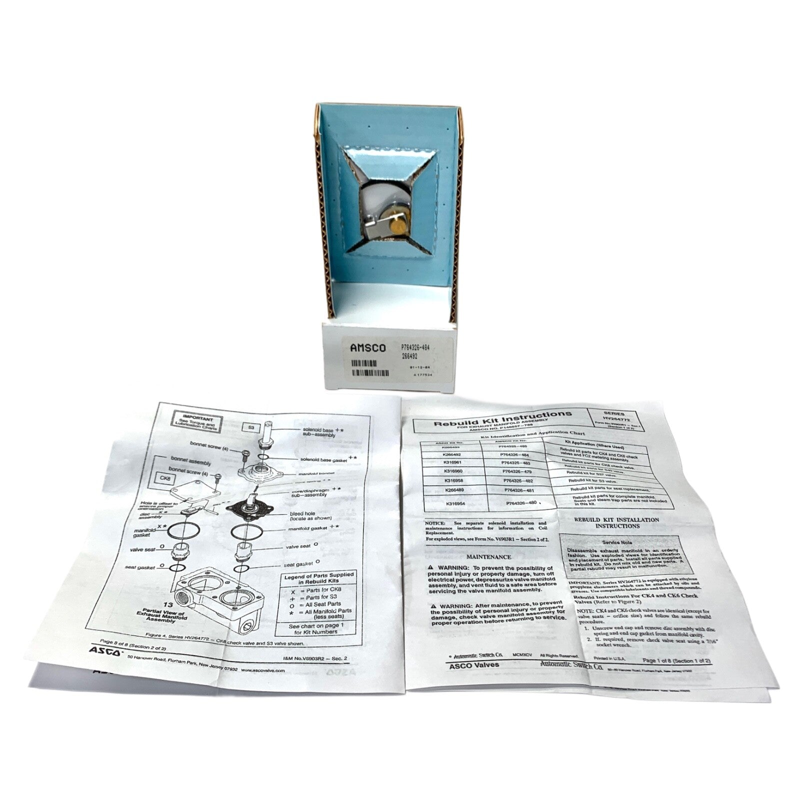 Amsco/STERIS REF P764326-484/K266492, Rebuild Kit Part for CK8 Check Valve