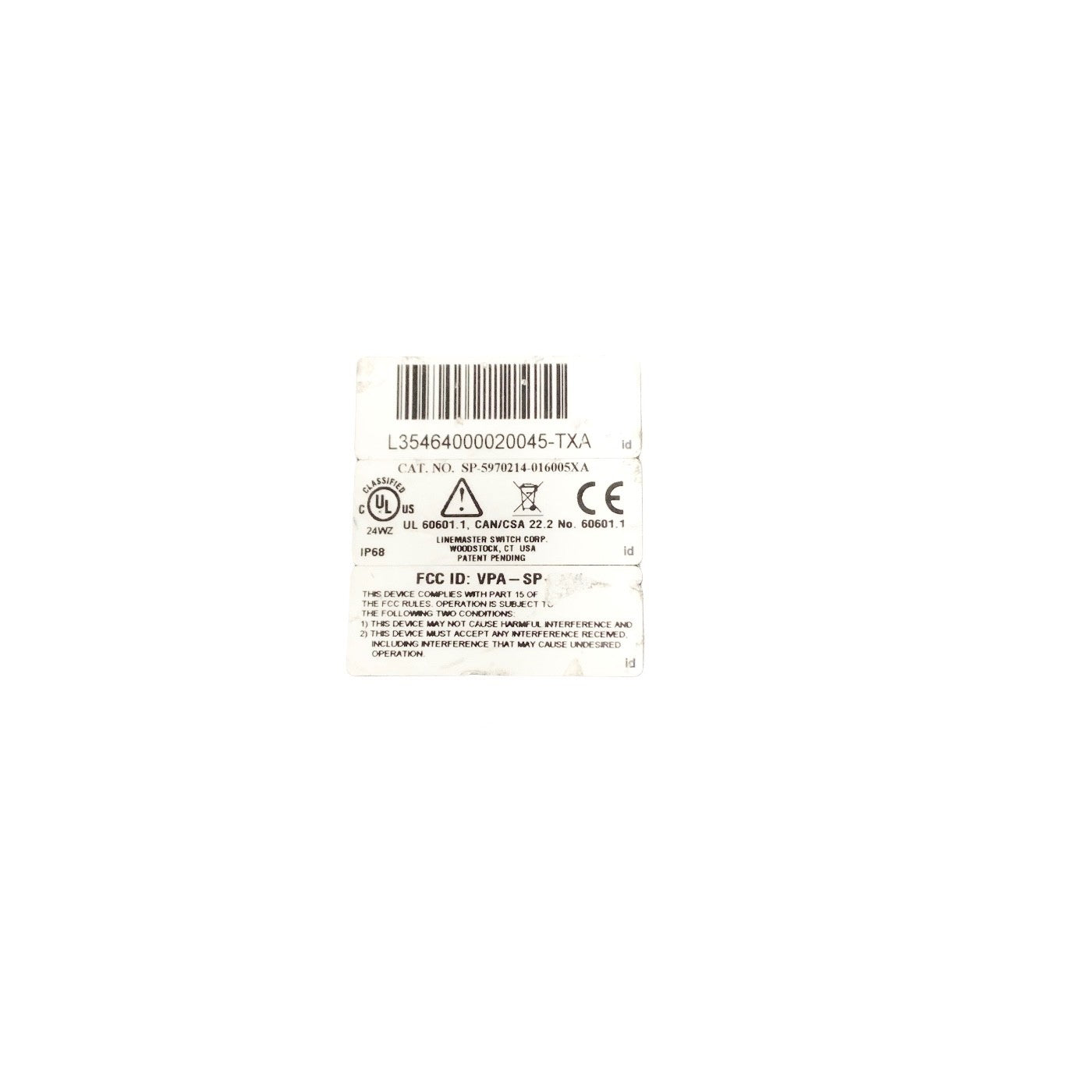 LINEMASTER SP-5970214-016005XA, FOOTSWITCH FOR PARTS, MISSING BUTTON