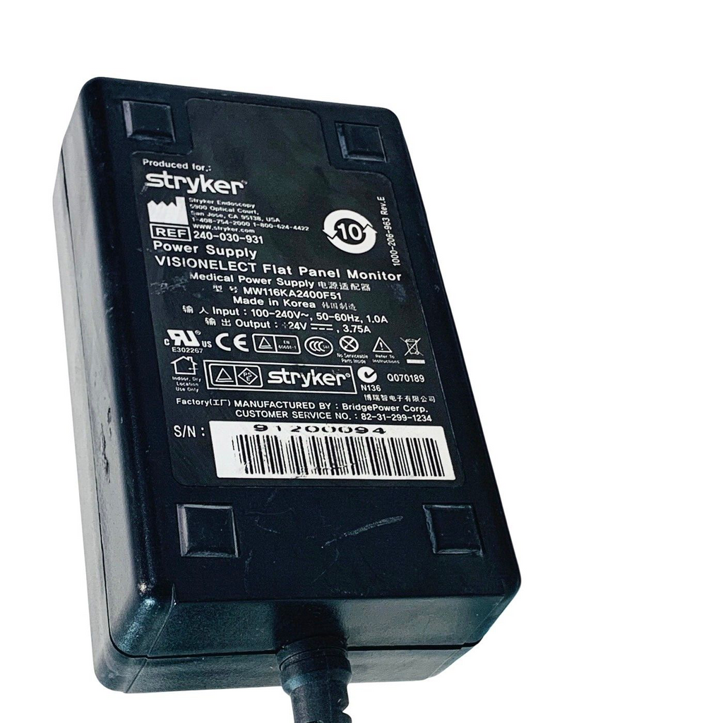 Stryker REF 240-030-931, 24V-3.75A, VISION ELECT FLAT PANEL MONITOR POWER SUPPLY