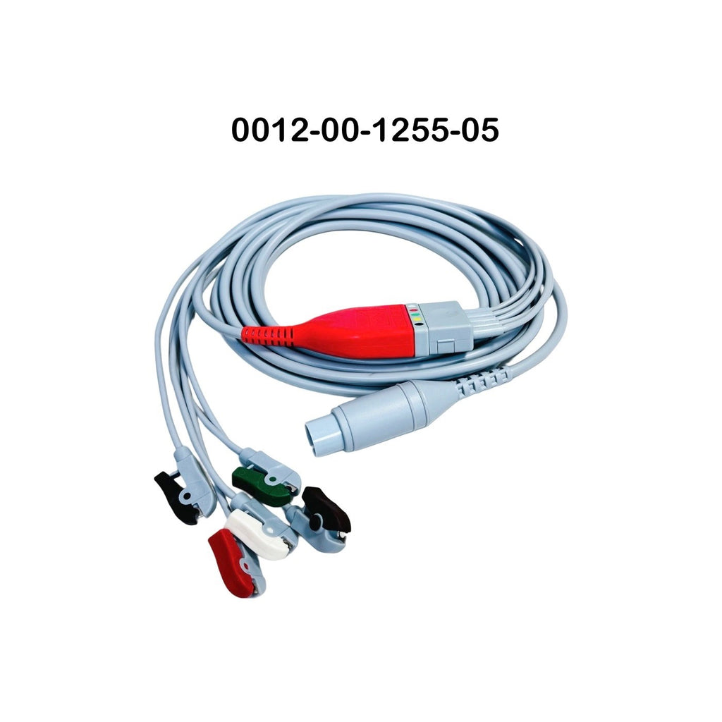MINDRAY 0012-00-1255-05 Straight 3/5 Lead Ecg Cable - 10 Ft