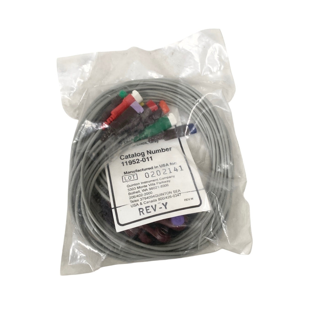 Quinton Ref 11952-011, 10-Lead ECG EKG Leadwire Set w/ Grabber Lead End