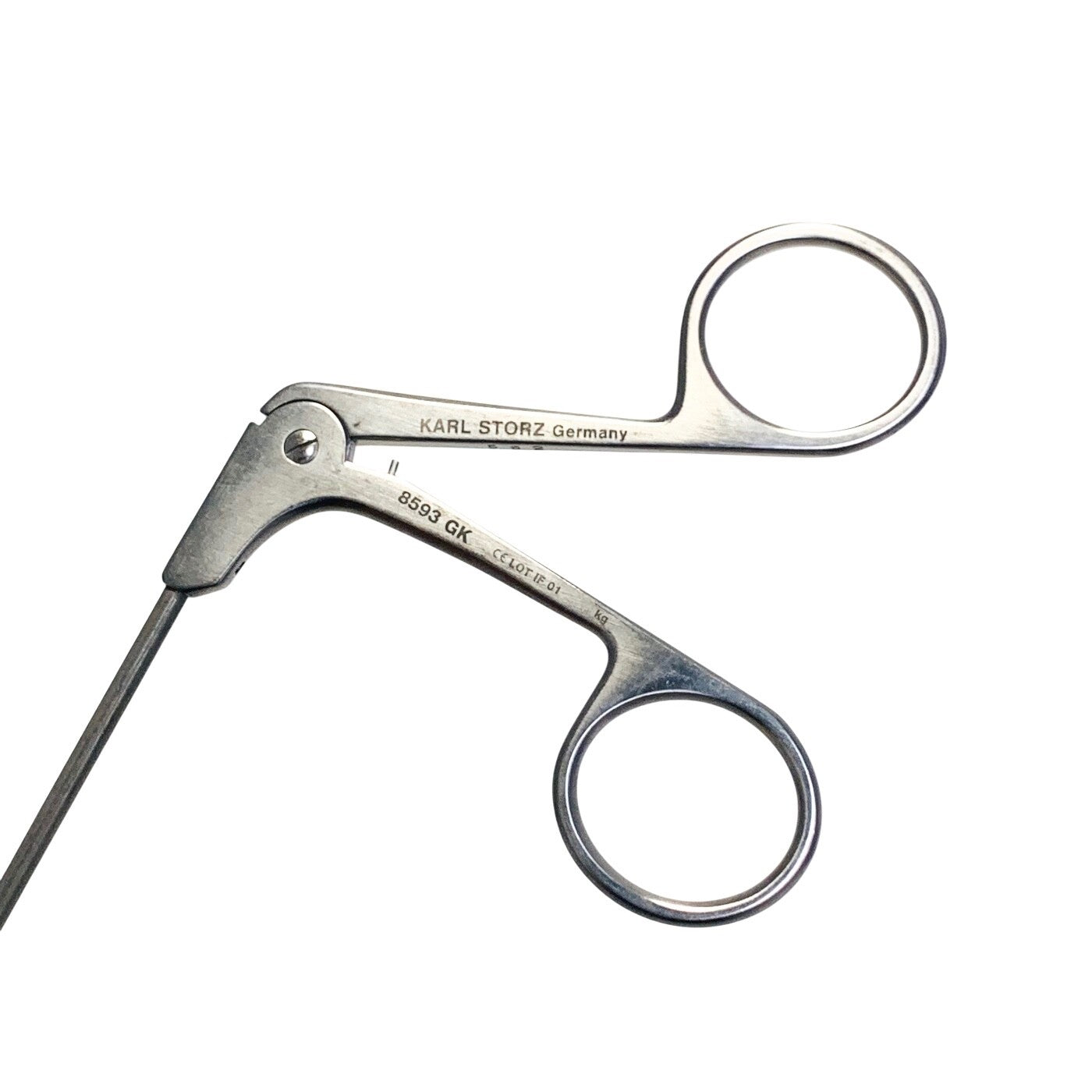 Karl Storz REF 8593GK, LARYNGEAL ALLIGATOR FORCEPS, CURVED UP RIGHT