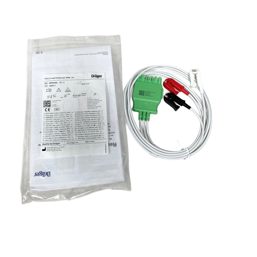 Drager REF MP03402, ECG 3-Lead single-pin AHA, 1m