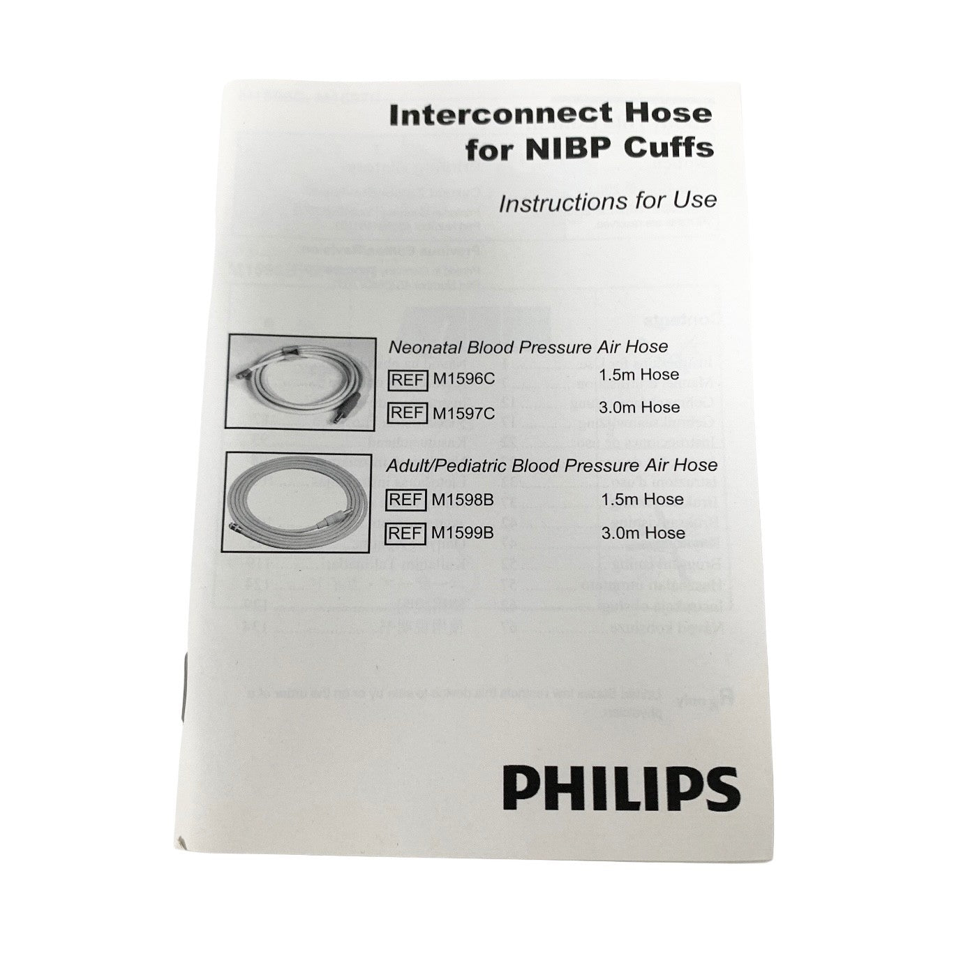 PHILIPS M1598B REF 989803104331 Adult Pressure Interconnect Cable 1.5 m