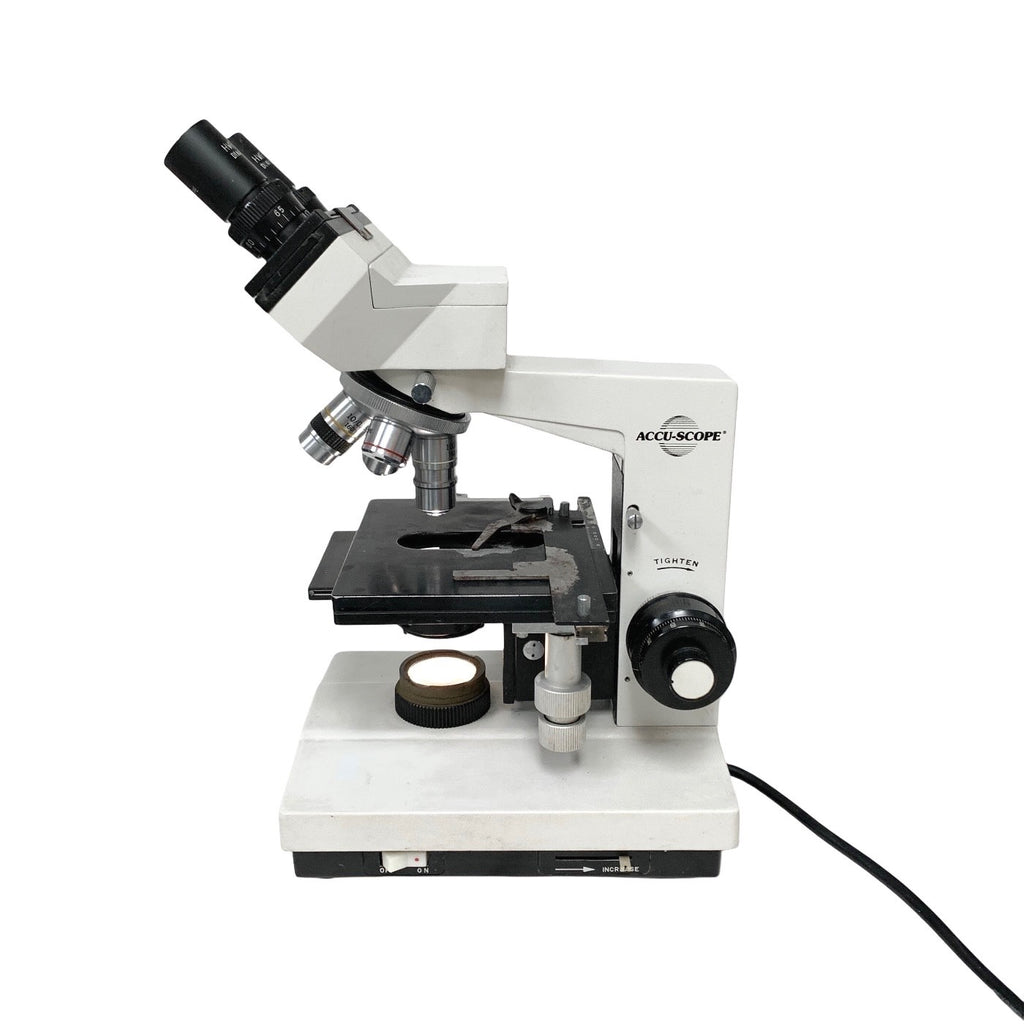 ACCU-SCOPE REF 1812WSWH, BINOCULAR MICROSCOPE,  w/ 4x, 10x, 40x, 100x OBJECTIVE