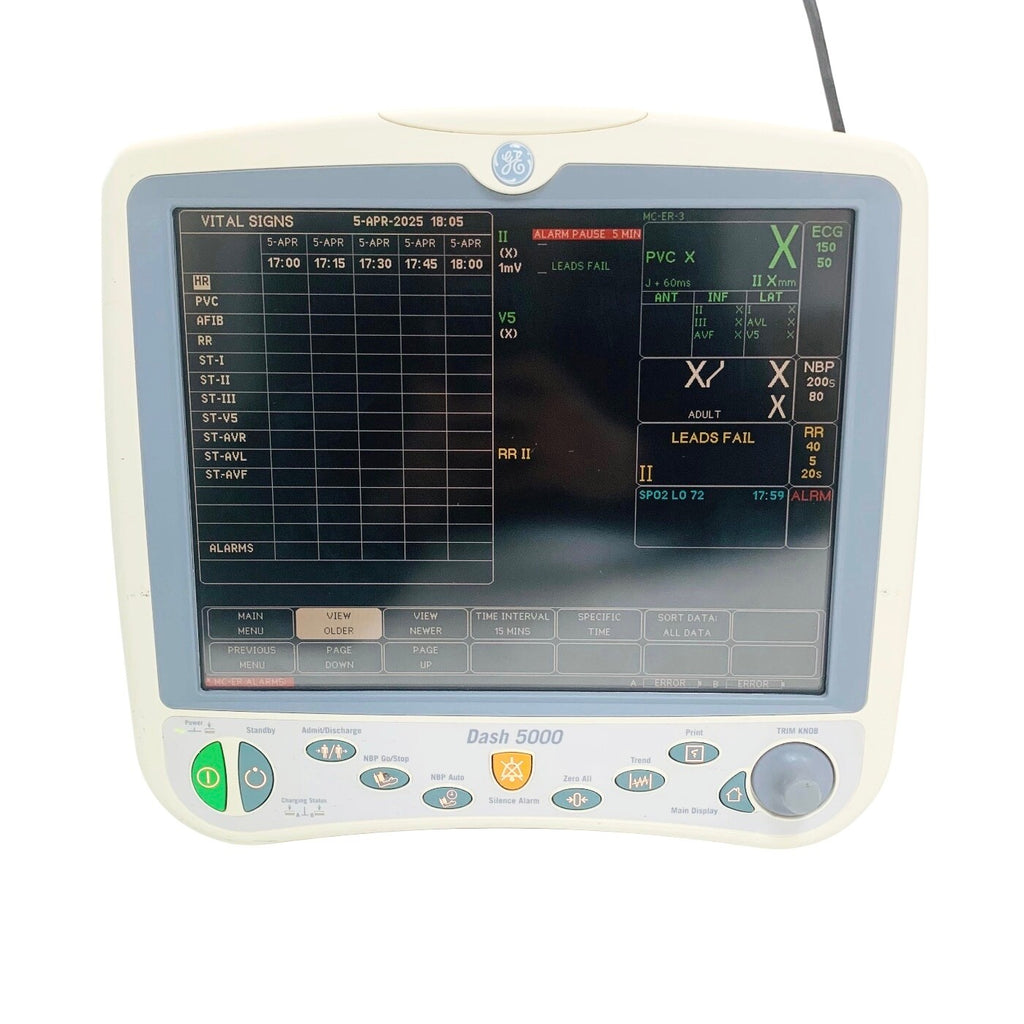GE Dash 5000 Patient Monitor w/ ECG, SpO2, NBP, Co2,Temp, and Printer