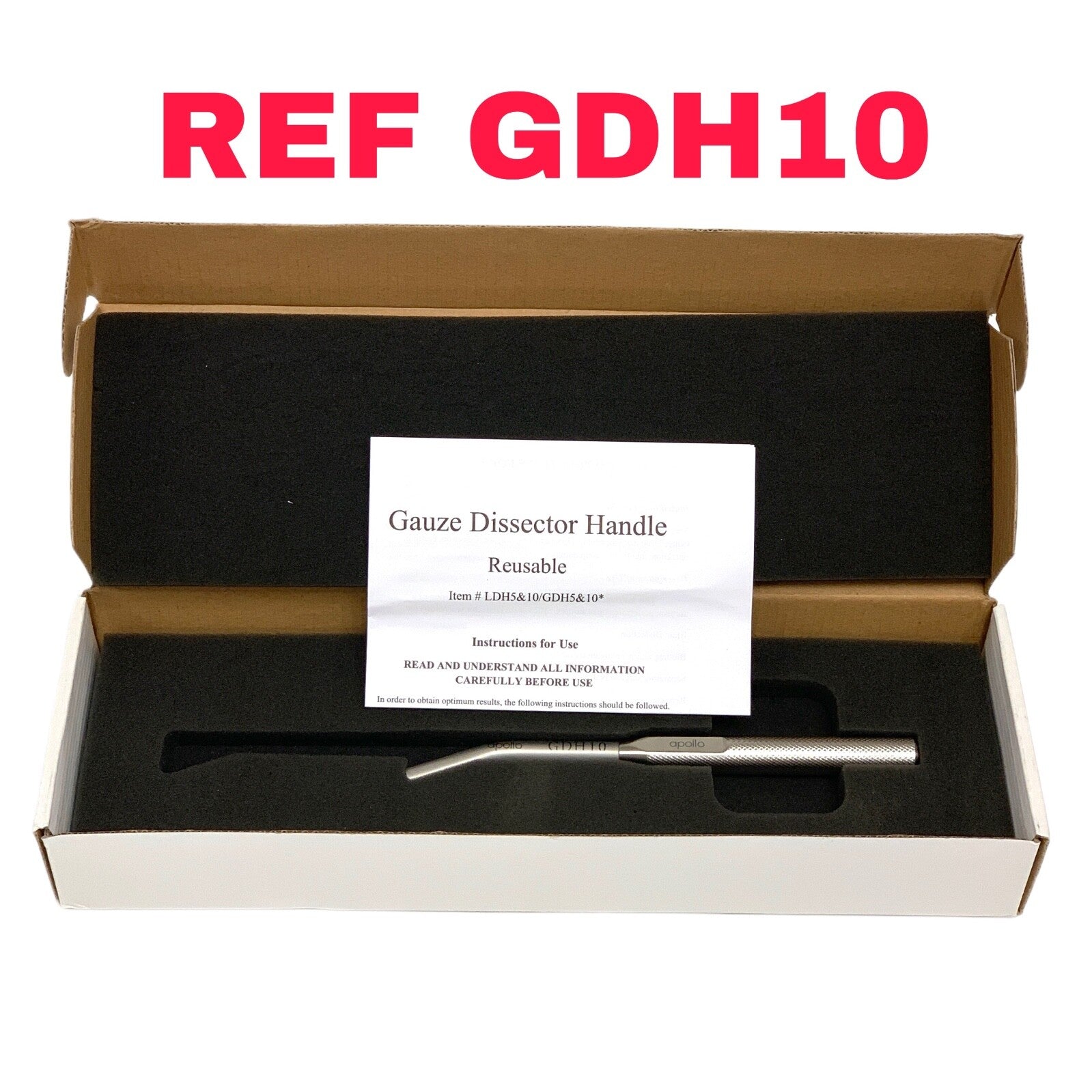 Symmetry Surgical REF GDH10, Secto, Short Handle for 10mm Dissectors, Angled Tip