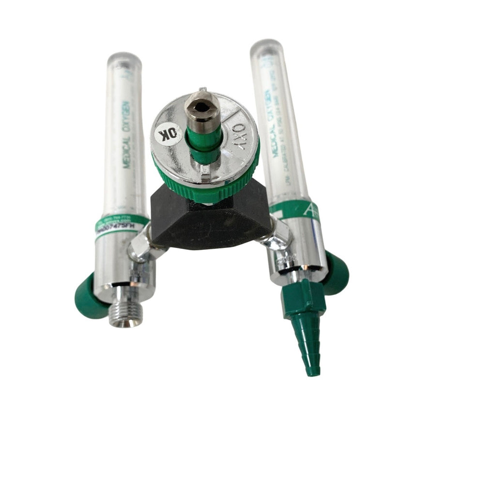 Amvex Corporation Dual O2 Flowmeter, Model O2, w/ Y Block Assembly, MALE CONNECT
