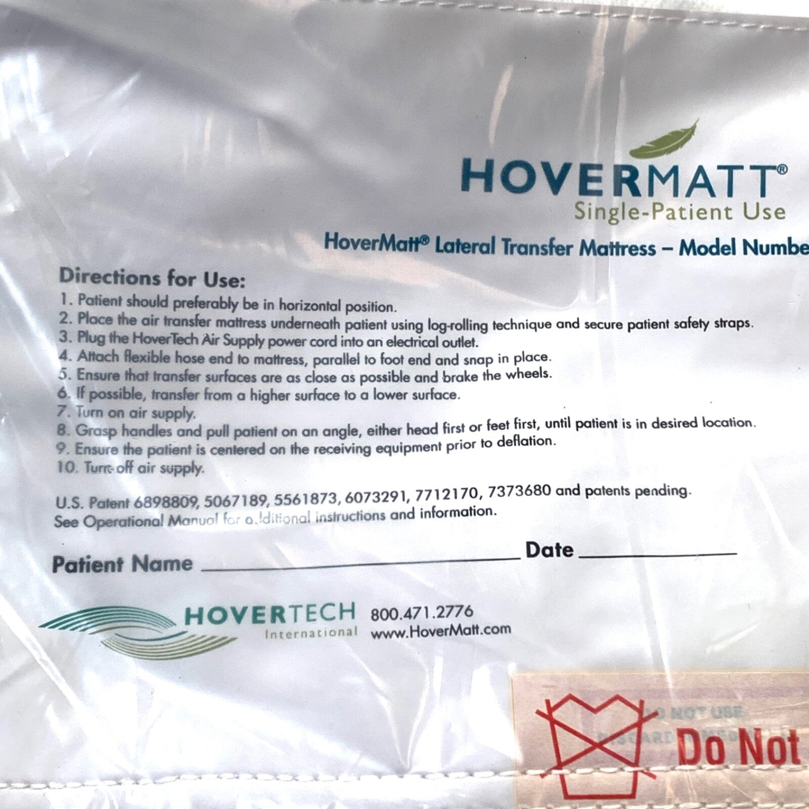 Hovermatt REF HM34SPU, Lateral Transfer Mattress