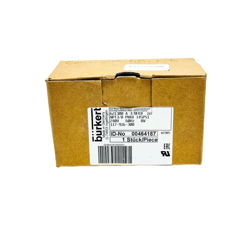 BURKERT 621300 A 3/8KM BR NPT3/8 PMAX 145PSI 240V 60HZ 8W Solenoid Valve