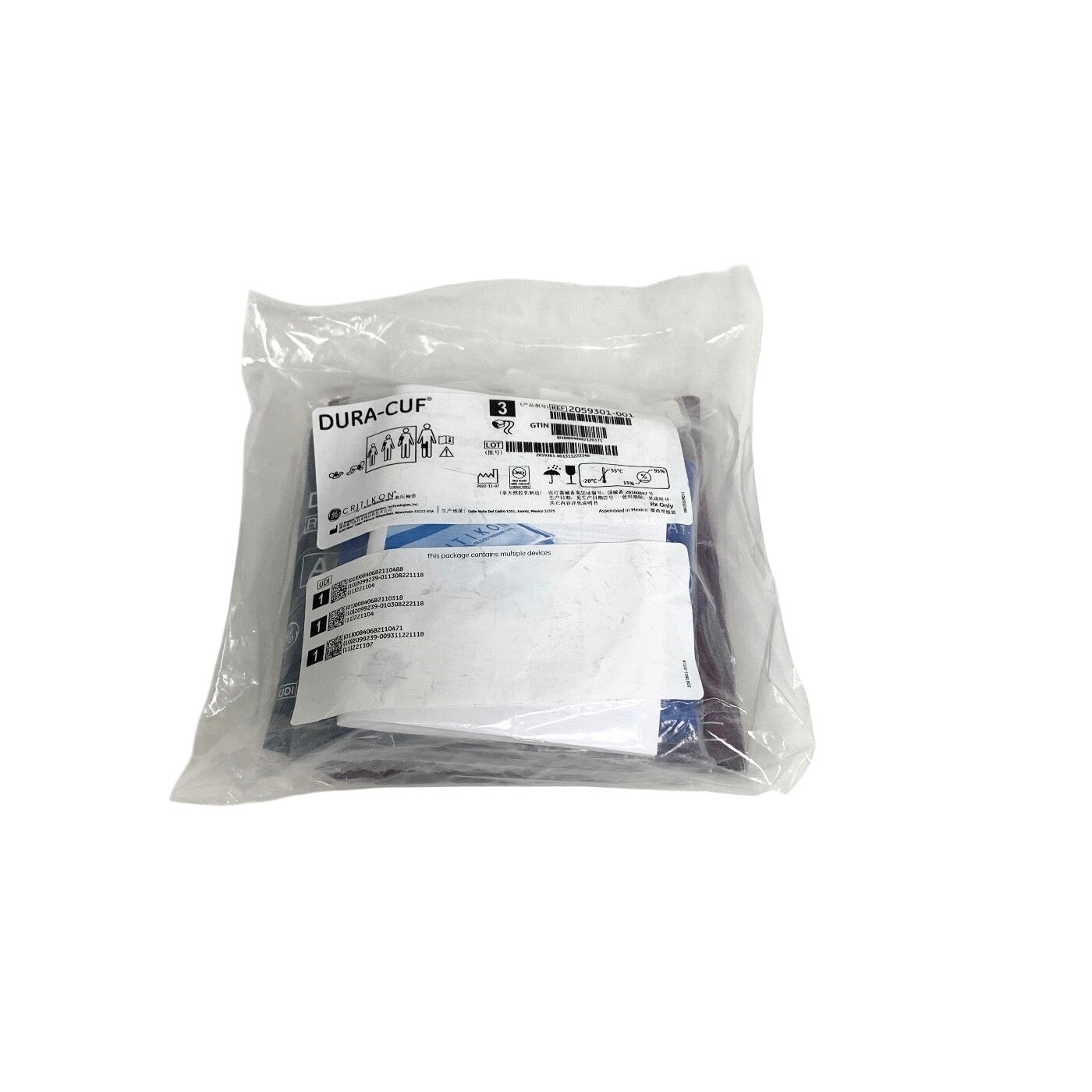 GE CRITIKON REF 2059302-002, LOT OF 3 ASSORTED DURA-CUFF, NEW