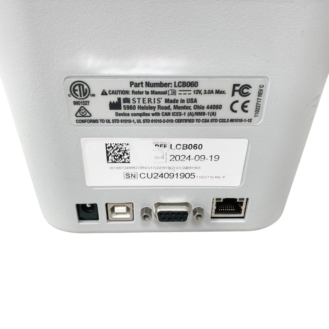 STERIS Celerity LCB060 Incubator REF LCB060 MFD 2024 STEAM, REV 1.7.0