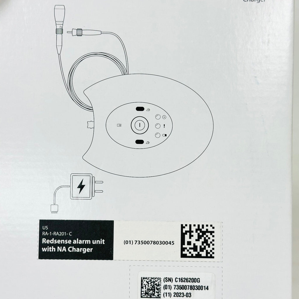 Redsense RA-1-RA201-C Unit Alarm White  W/ Charger & Fiber Optic Extension