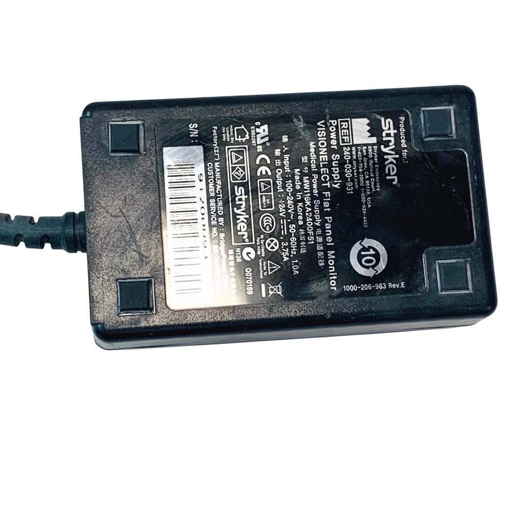 Stryker REF 240-030-931, 24V-3.75A, VISION ELECT FLAT PANEL MONITOR POWER SUPPLY