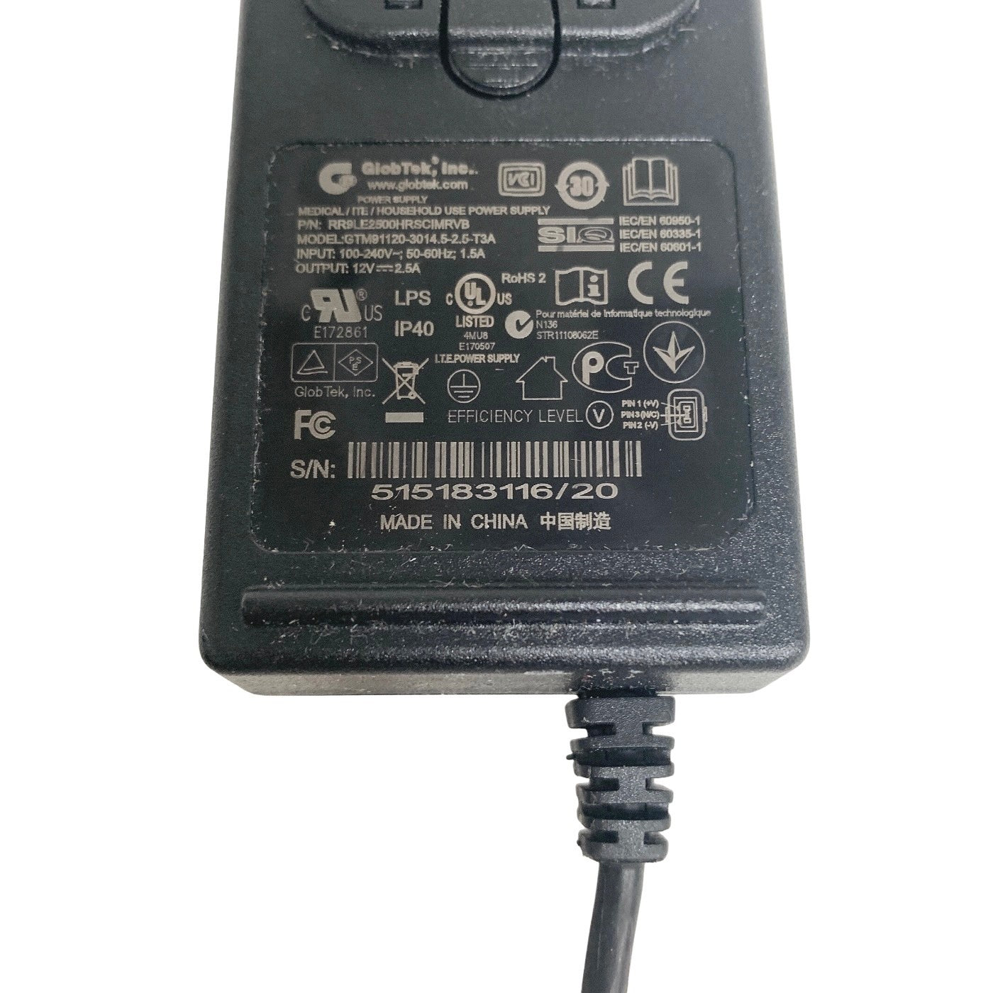 GLOBETEK REF GTM91120, MEDICAL USE POWER SUPPLY, 12V, 2.5A