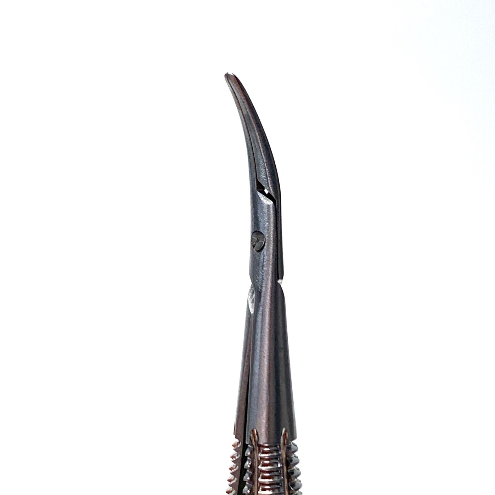 Aesculap REF FD243R, Micro Needle Holder, Curved w/ Ratchet