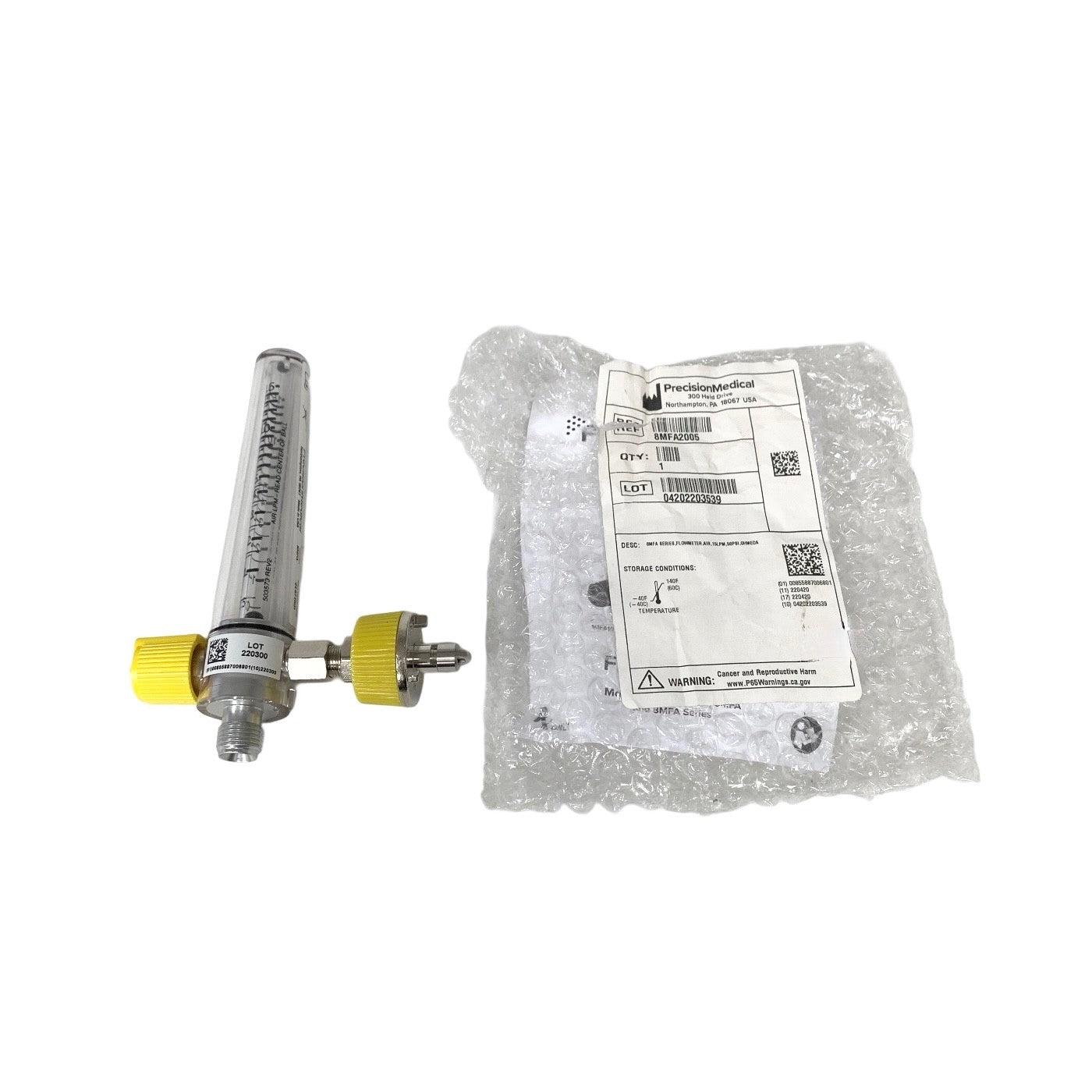 Precision Medical Ref 8MFA, Air Flowmeter 0-15 LPM Ohmeda Oxygen Regulator